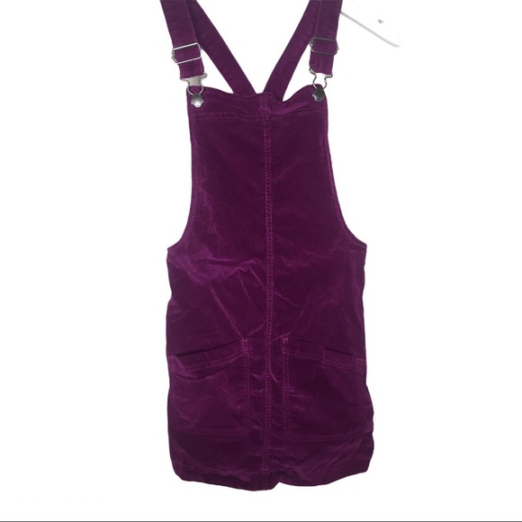 JOE FRESH Corduroy Overall Slip Dress With Pockets Berry Purple Girl 10-12Y - Picture 4 of 6